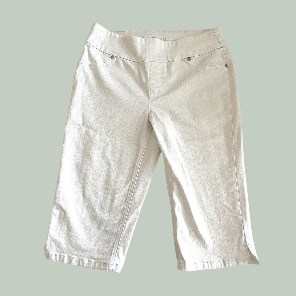Chico's Women's White Shorts Stretch Pedal Pusher Capris Summer Travel Cruise 00